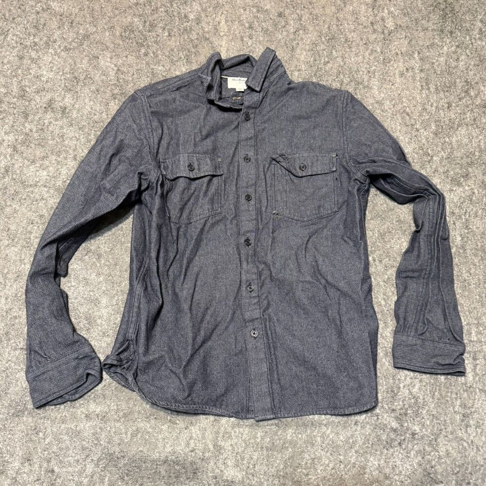 Goodfellow Mens Shirt Size M Grey Blue Denim Chambray Long Sleeve Button Up